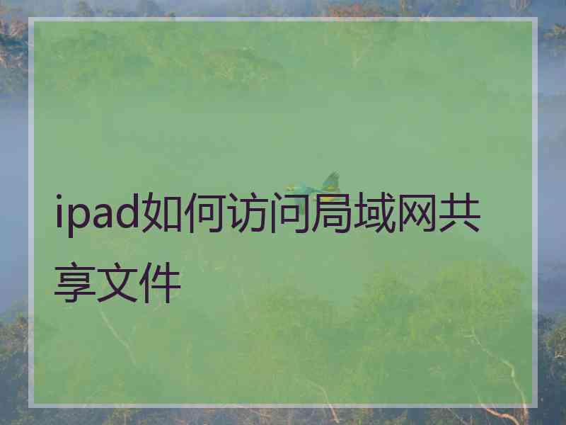 ipad如何访问局域网共享文件