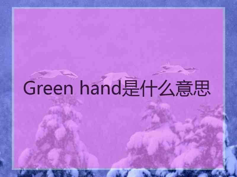 Green hand是什么意思