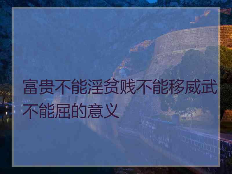 富贵不能淫贫贱不能移威武不能屈的意义