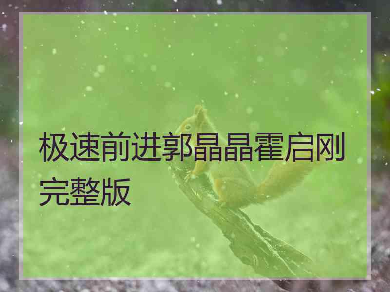 极速前进郭晶晶霍启刚完整版