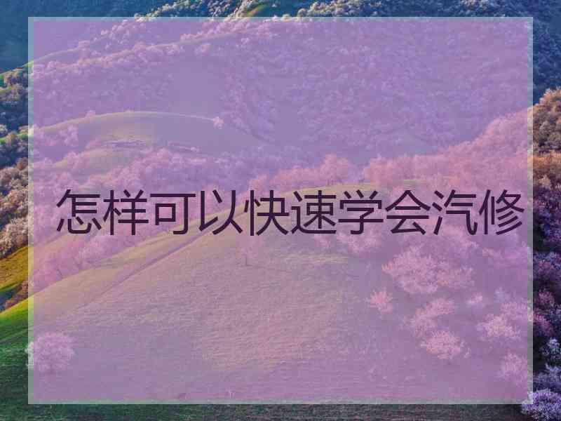 怎样可以快速学会汽修