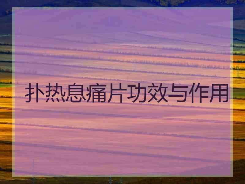 扑热息痛片功效与作用