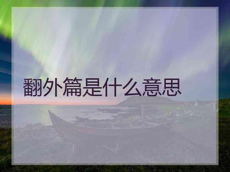 翻外篇是什么意思