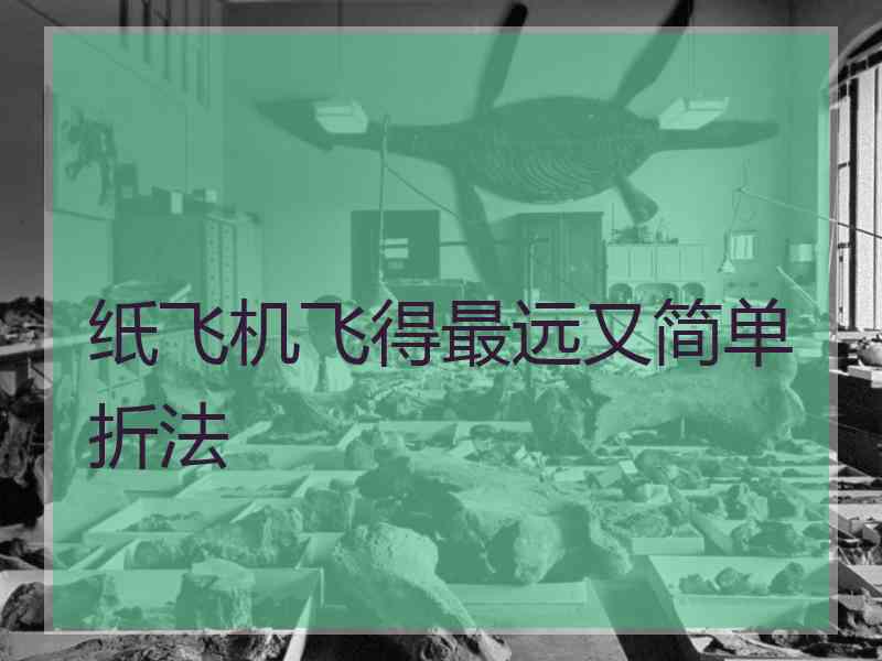 纸飞机飞得最远又简单折法