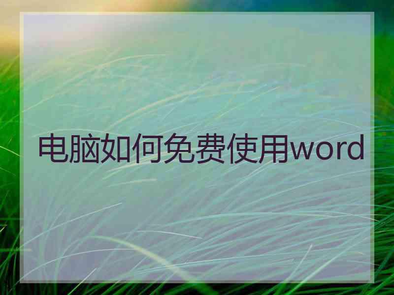 电脑如何免费使用word