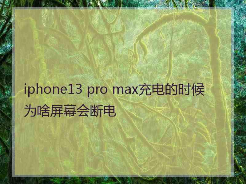 iphone13 pro max充电的时候为啥屏幕会断电