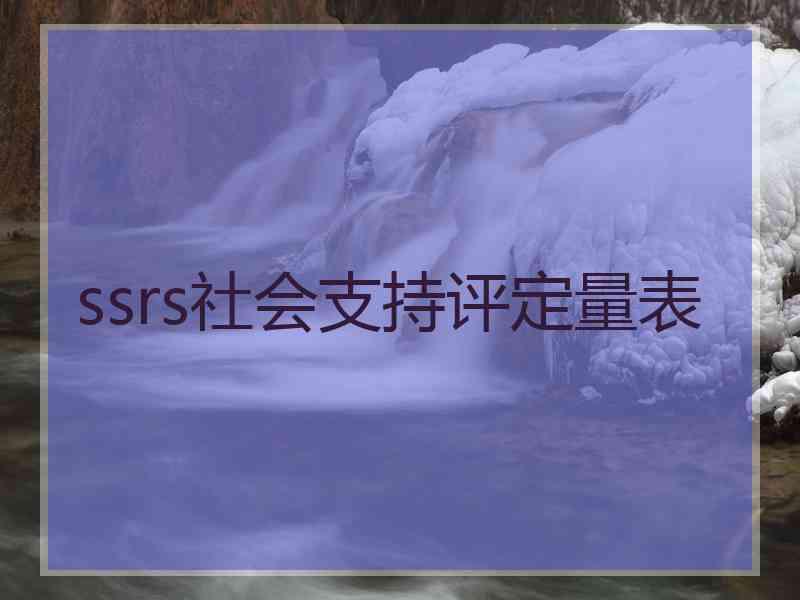 ssrs社会支持评定量表