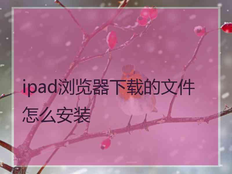ipad浏览器下载的文件怎么安装