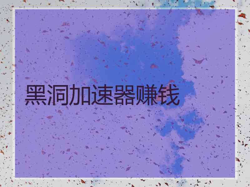 黑洞加速器赚钱
