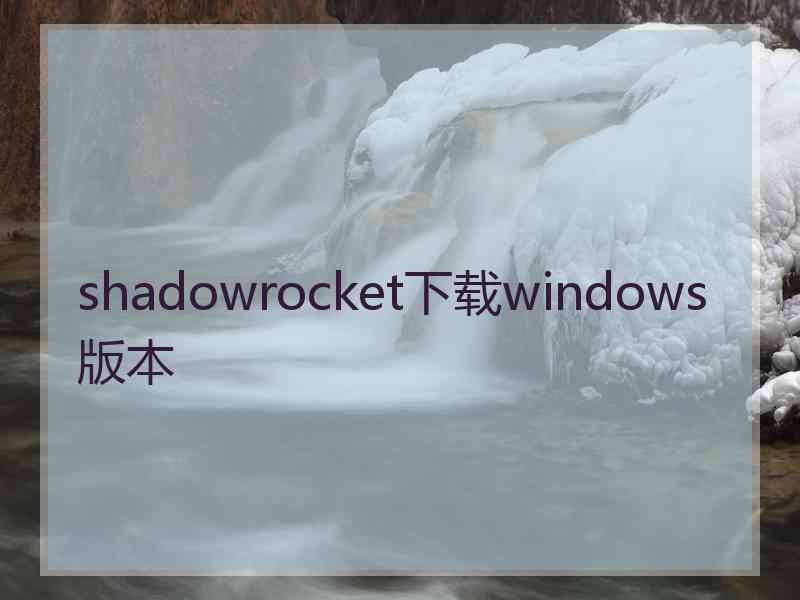 shadowrocket下载windows版本