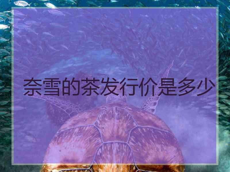 奈雪的茶发行价是多少