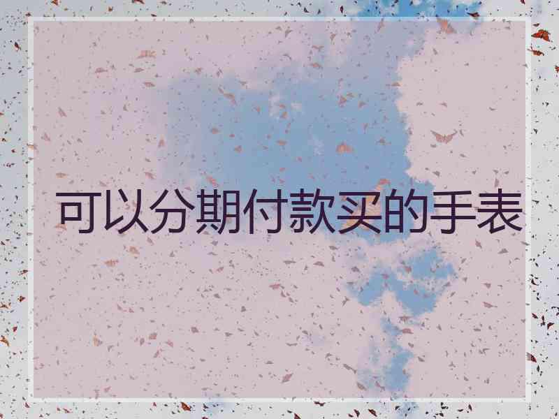 可以分期付款买的手表