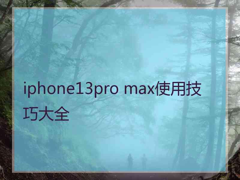 iphone13pro max使用技巧大全