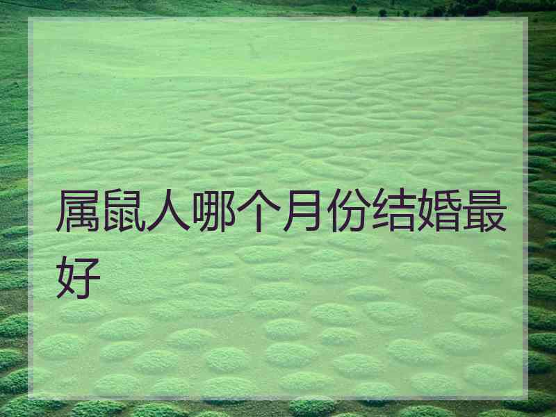 属鼠人哪个月份结婚最好