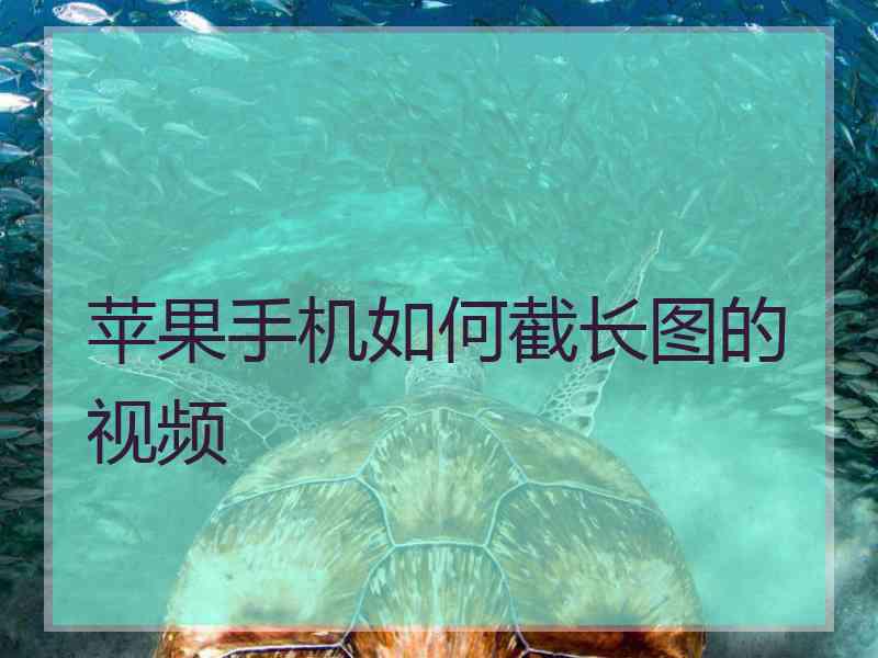 苹果手机如何截长图的视频