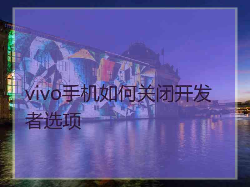 vivo手机如何关闭开发者选项