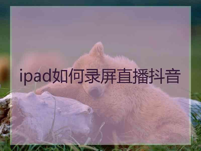 ipad如何录屏直播抖音