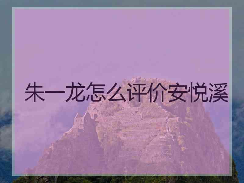 朱一龙怎么评价安悦溪