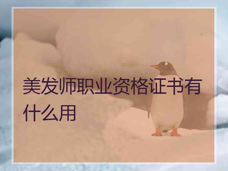 美发师职业资格证书有什么用