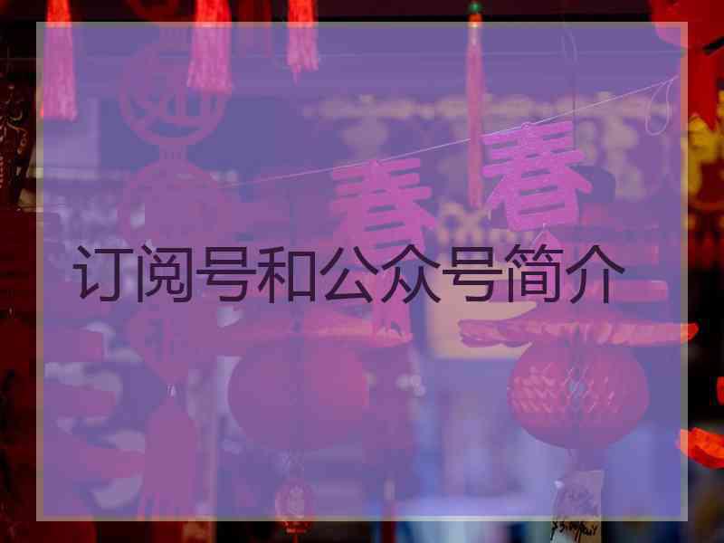 订阅号和公众号简介