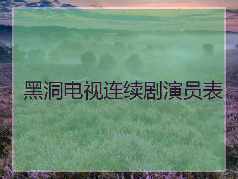 黑洞电视连续剧演员表