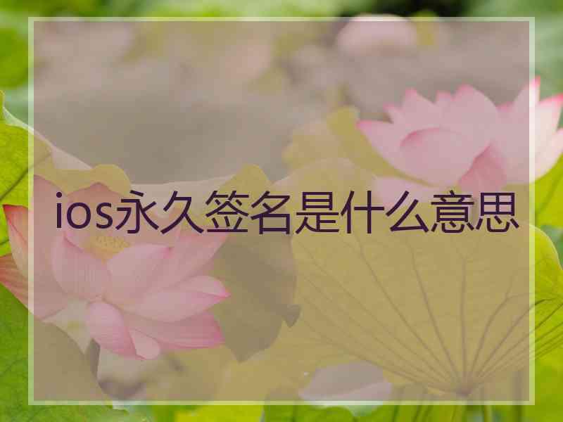 ios永久签名是什么意思