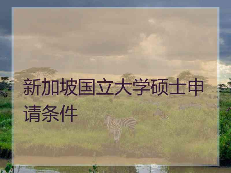 新加坡国立大学硕士申请条件