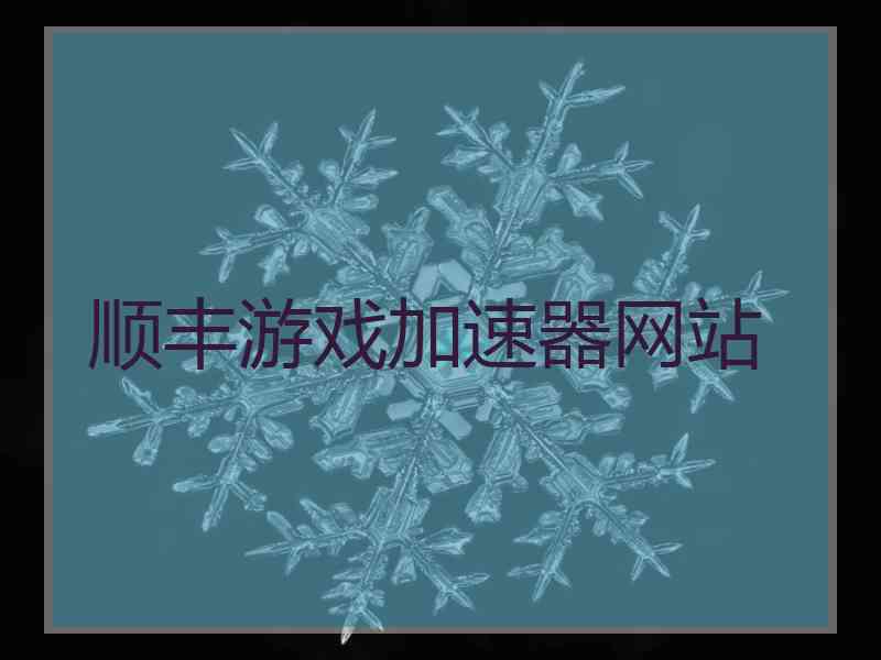 顺丰游戏加速器网站