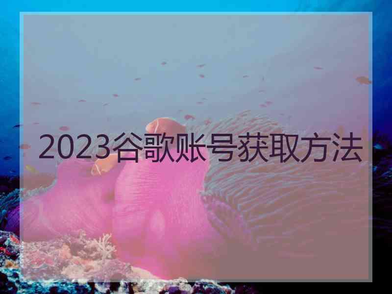 2023谷歌账号获取方法