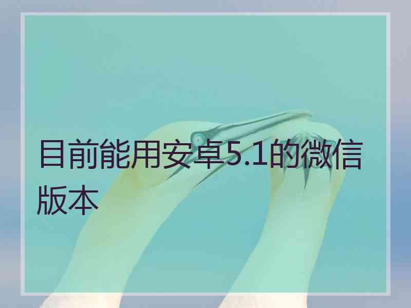 目前能用安卓5.1的微信版本
