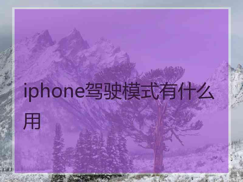 iphone驾驶模式有什么用