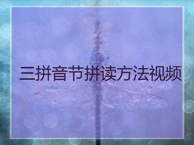 三拼音节拼读方法视频