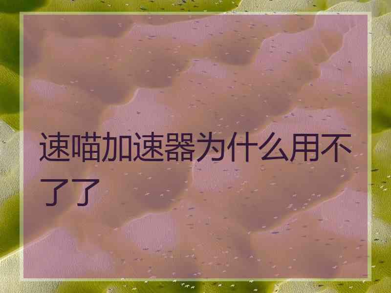 速喵加速器为什么用不了了