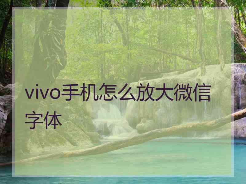 vivo手机怎么放大微信字体