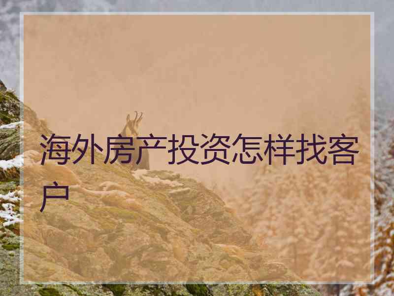 海外房产投资怎样找客户