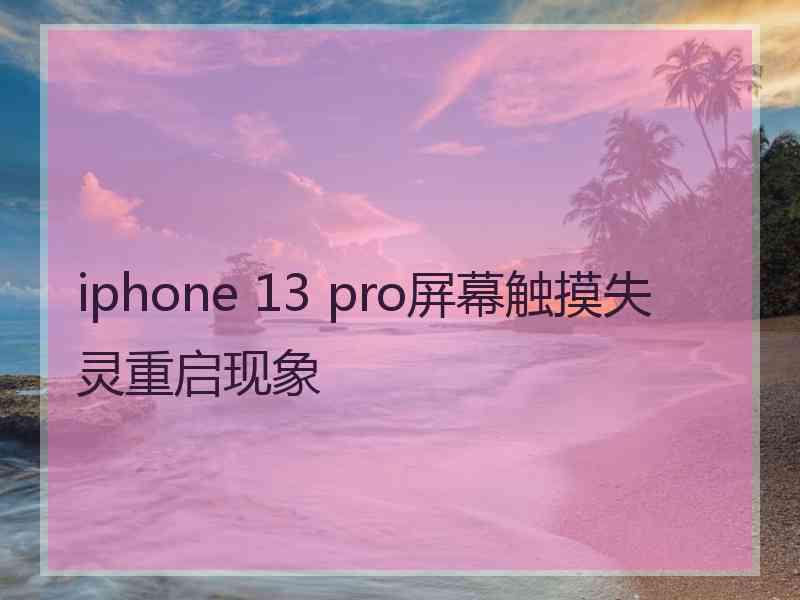 iphone 13 pro屏幕触摸失灵重启现象