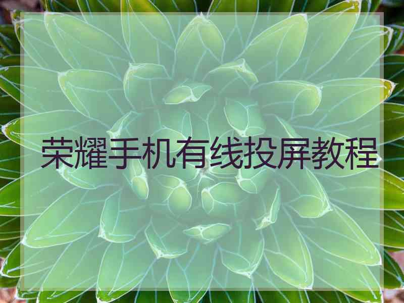 荣耀手机有线投屏教程