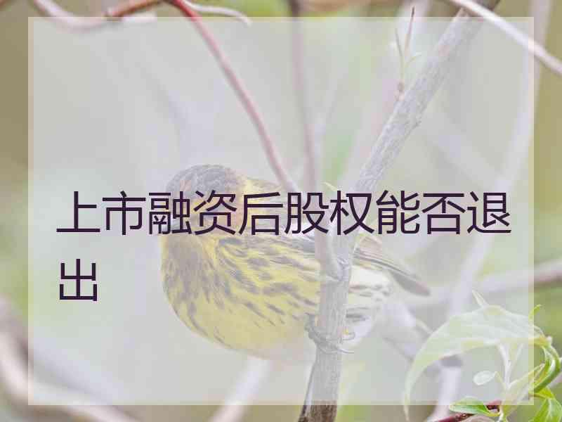 上市融资后股权能否退出