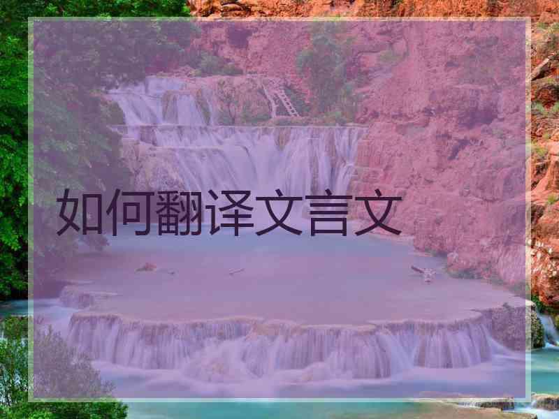 如何翻译文言文