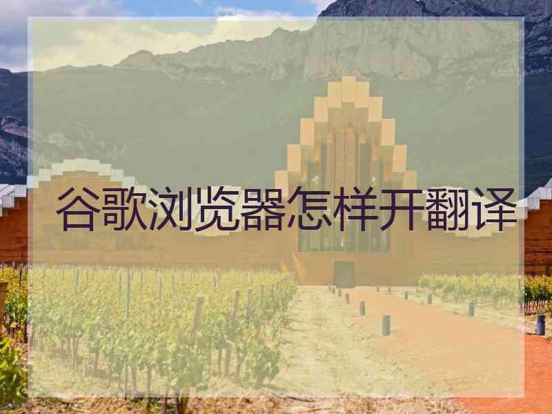 谷歌浏览器怎样开翻译