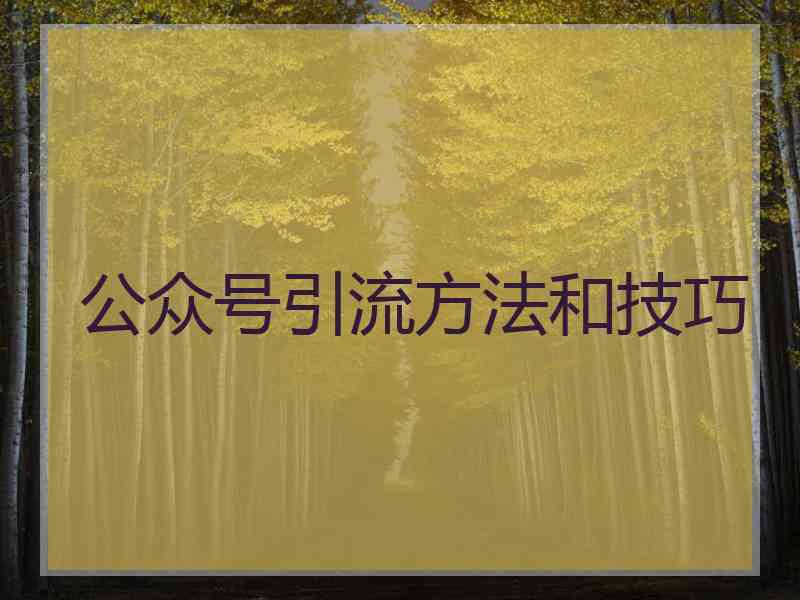 公众号引流方法和技巧