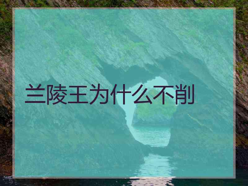 兰陵王为什么不削