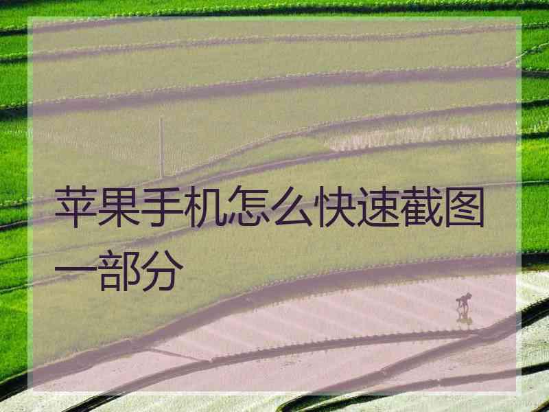 苹果手机怎么快速截图一部分