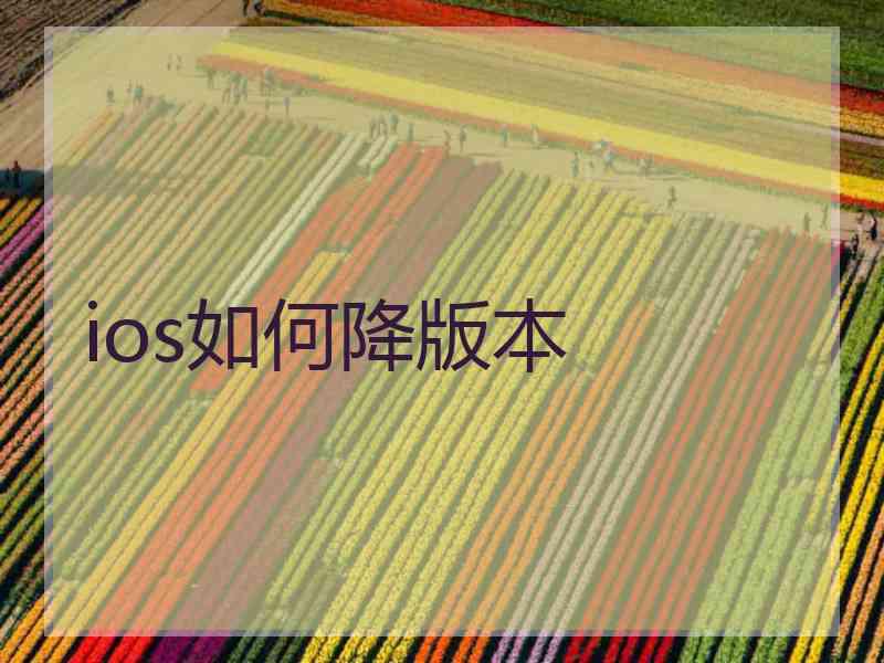 ios如何降版本
