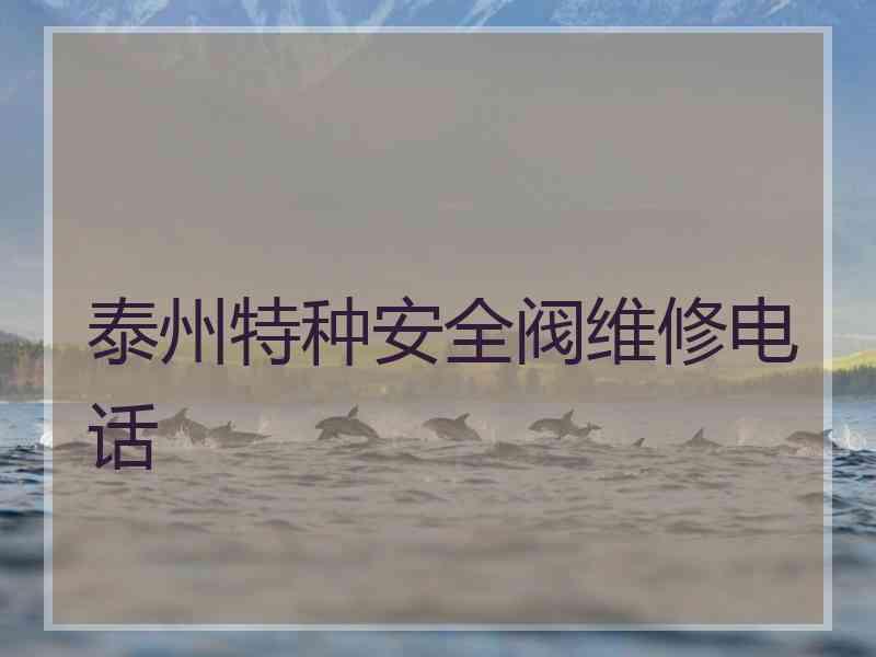 泰州特种安全阀维修电话