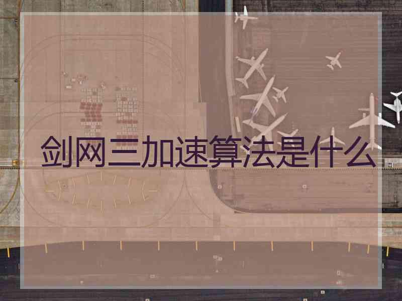 剑网三加速算法是什么
