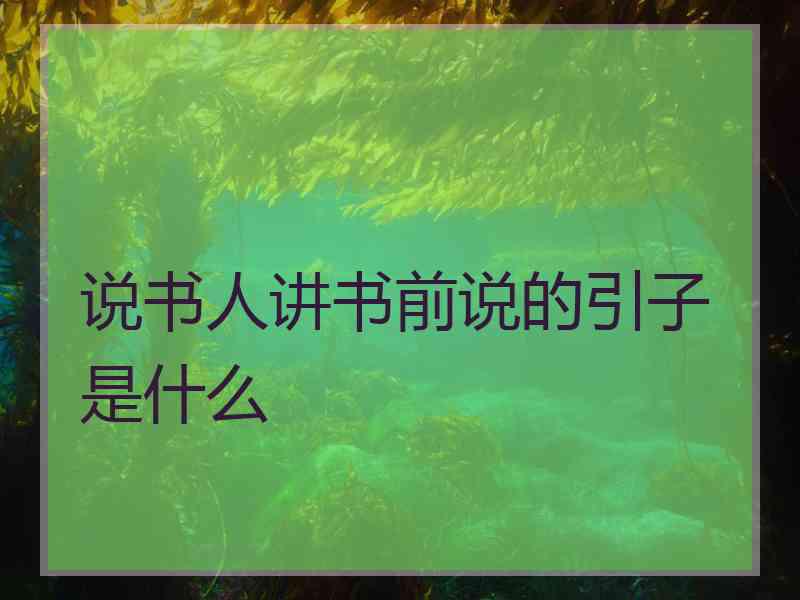 说书人讲书前说的引子是什么