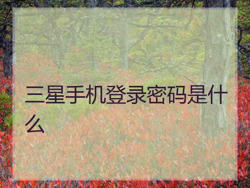 三星手机登录密码是什么