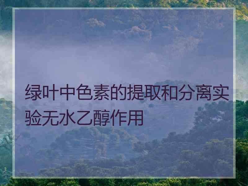 绿叶中色素的提取和分离实验无水乙醇作用