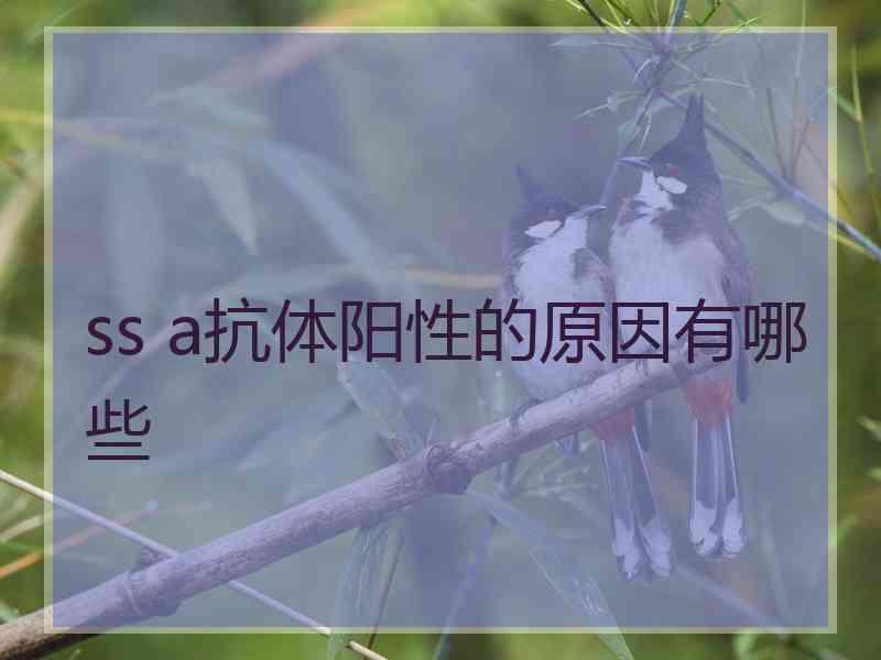 ss a抗体阳性的原因有哪些